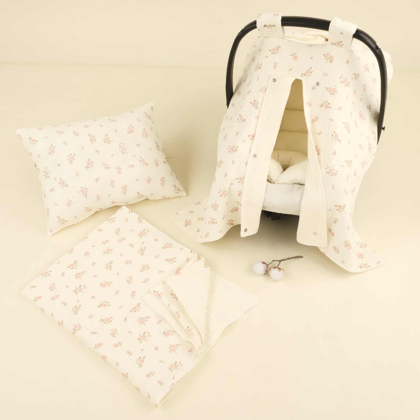 5 Parça İki Katlı Avantajlı Set - İki Katlı Krem - Soft Çiçekler