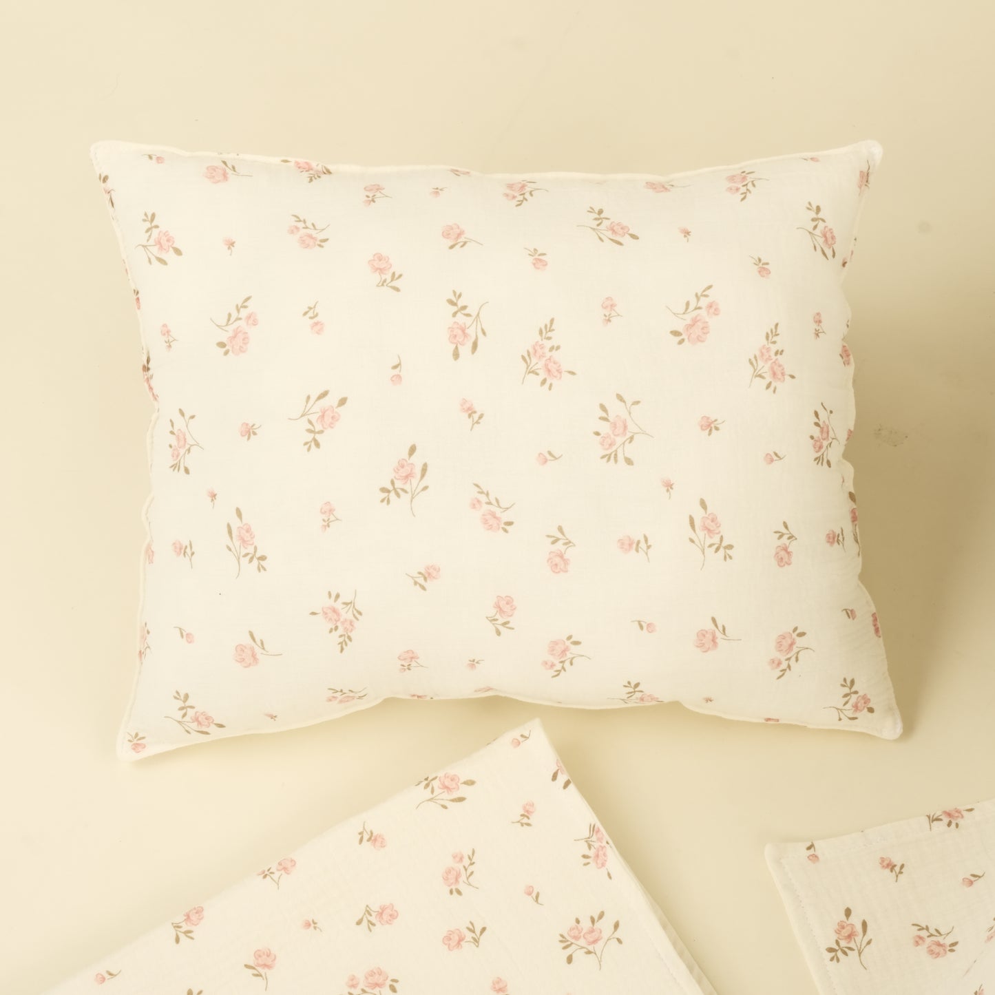 5 Parça İki Katlı Avantajlı Set - İki Katlı Krem - Soft Çiçekler