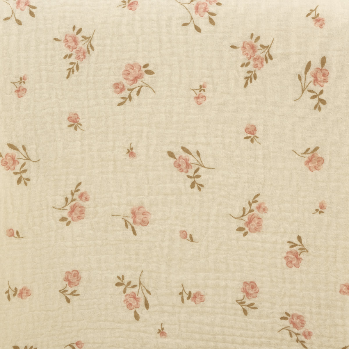 9 Parça Çift Taraflı Muslin Setler - İki Katlı Soft Çiçekler - Krem İki Katlı Muslin