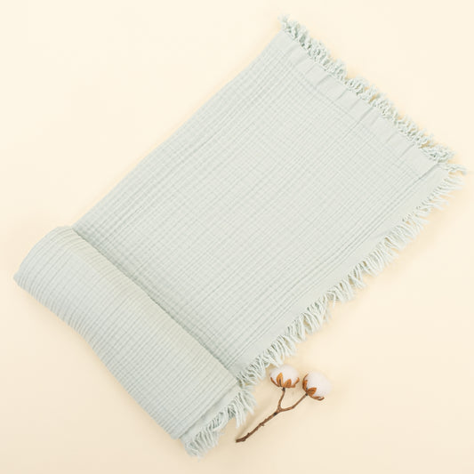 Dört Katlı Organik Muslin Set - Mint - Yapraklar