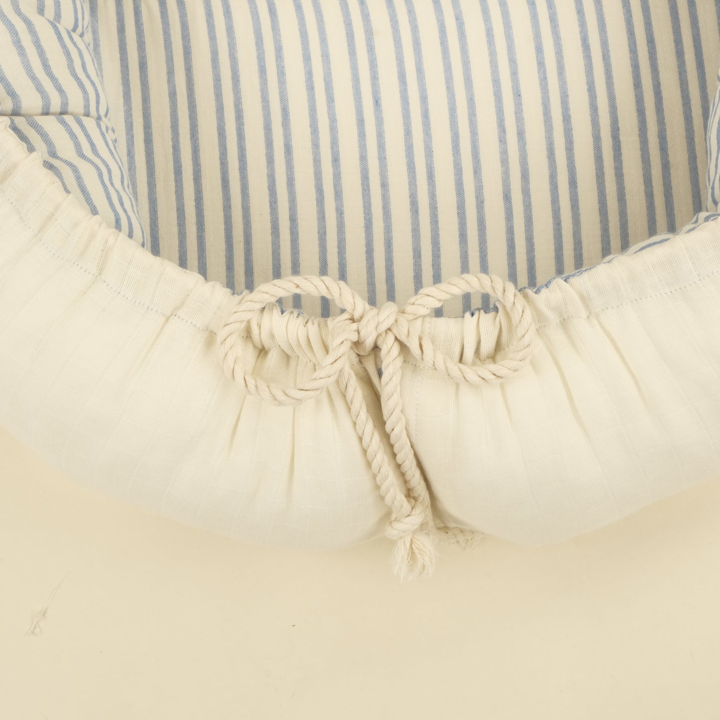 9 Parça Çift Taraflı Muslin Setler - İki Katlı Mavi Çizgili - Krem Muslin