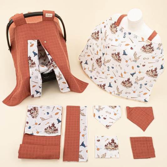 9 Parça Avantajlı Set - Çift Taraflı - Koyu Kiremit Muslin - Harry