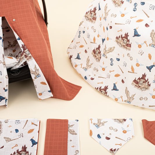 9 Parça Avantajlı Set - Çift Taraflı - Koyu Kiremit Muslin - Harry
