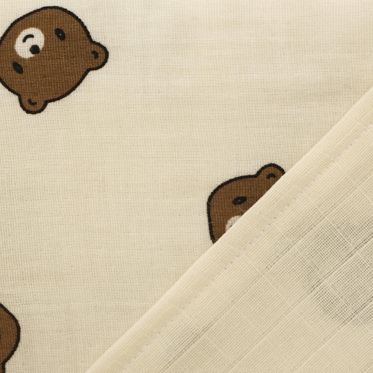 9 Parça Çift Taraflı Muslin Setler - İki Katlı Bear - Krem Muslin