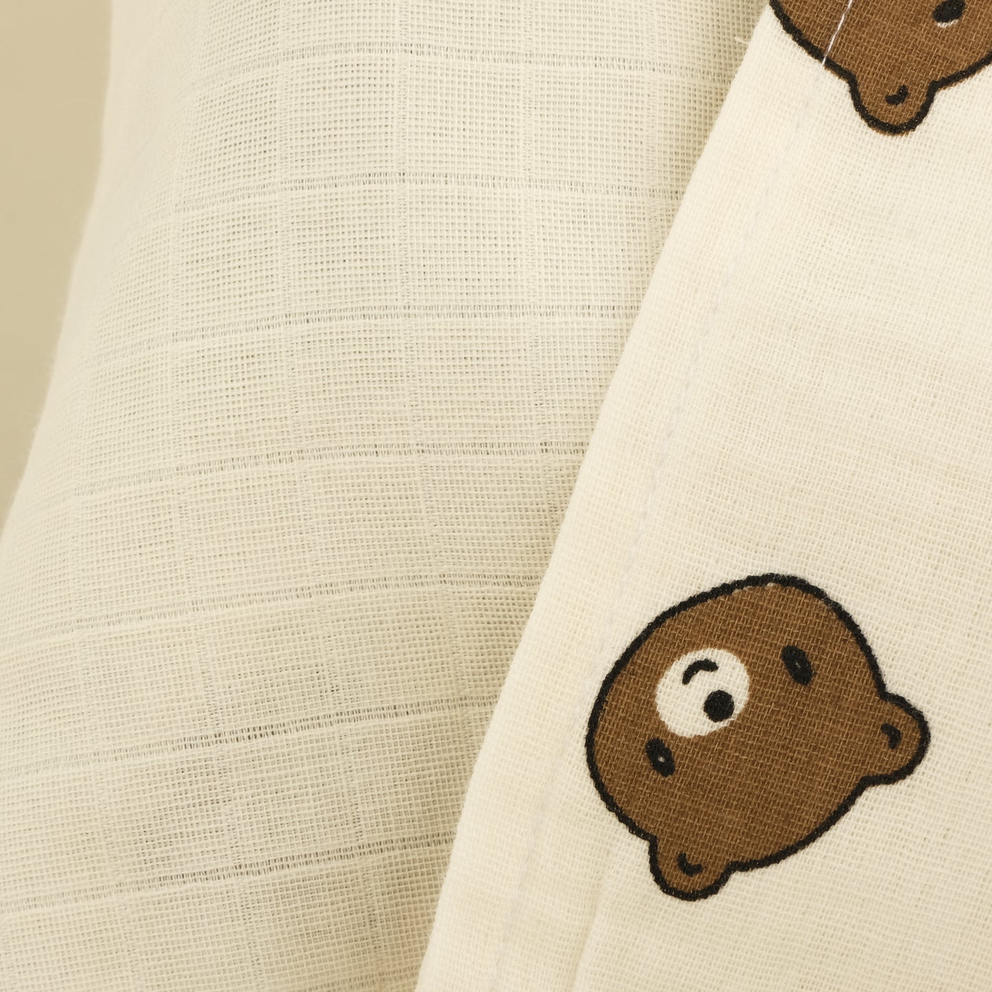 Puset Seti - Çift Taraflı - İki Katlı Bear - Krem Muslin