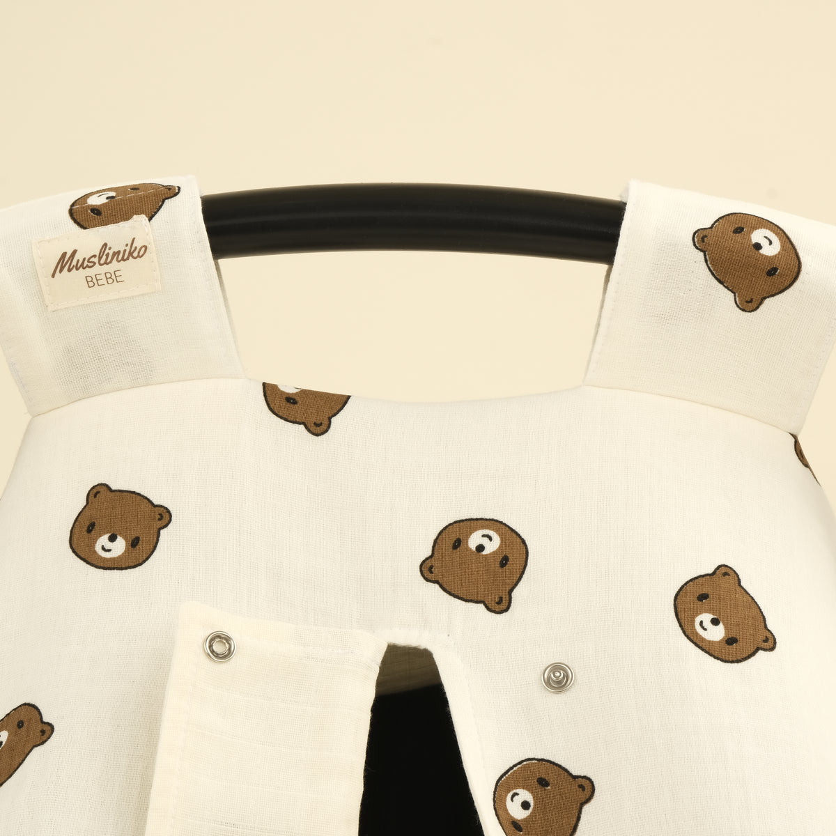 Puset Örtüsü - Çift Taraflı - İki Katlı Bear - Krem Muslin