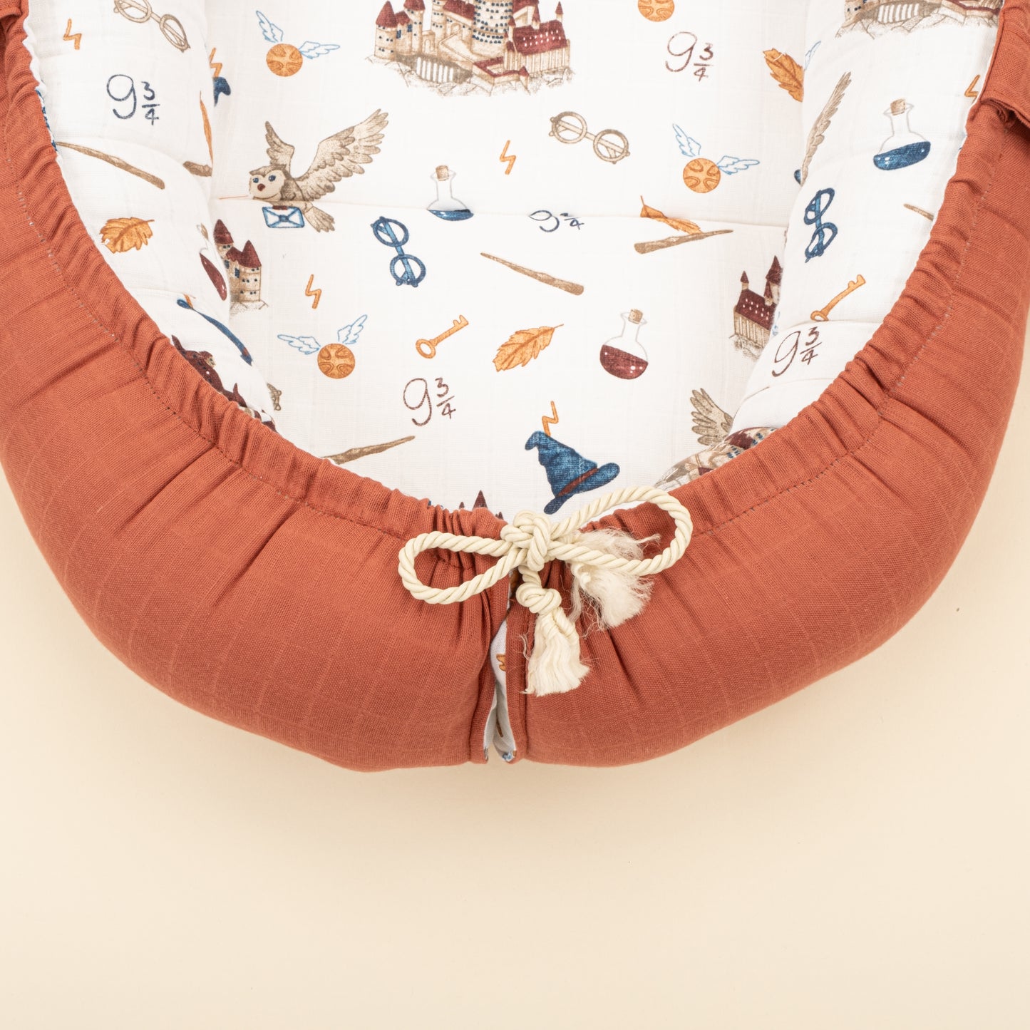Babynest ve Yastık - Çift Taraflı - Koyu Kiremit Muslin - Harry