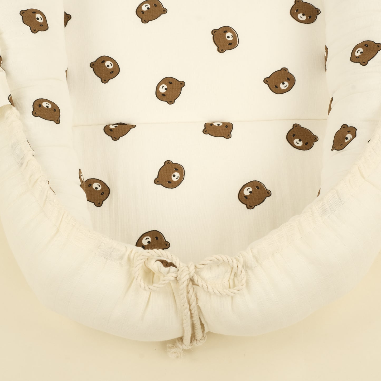 Babynest ve Yastık - Çift Taraflı - İki Katlı Bear - Krem Muslin