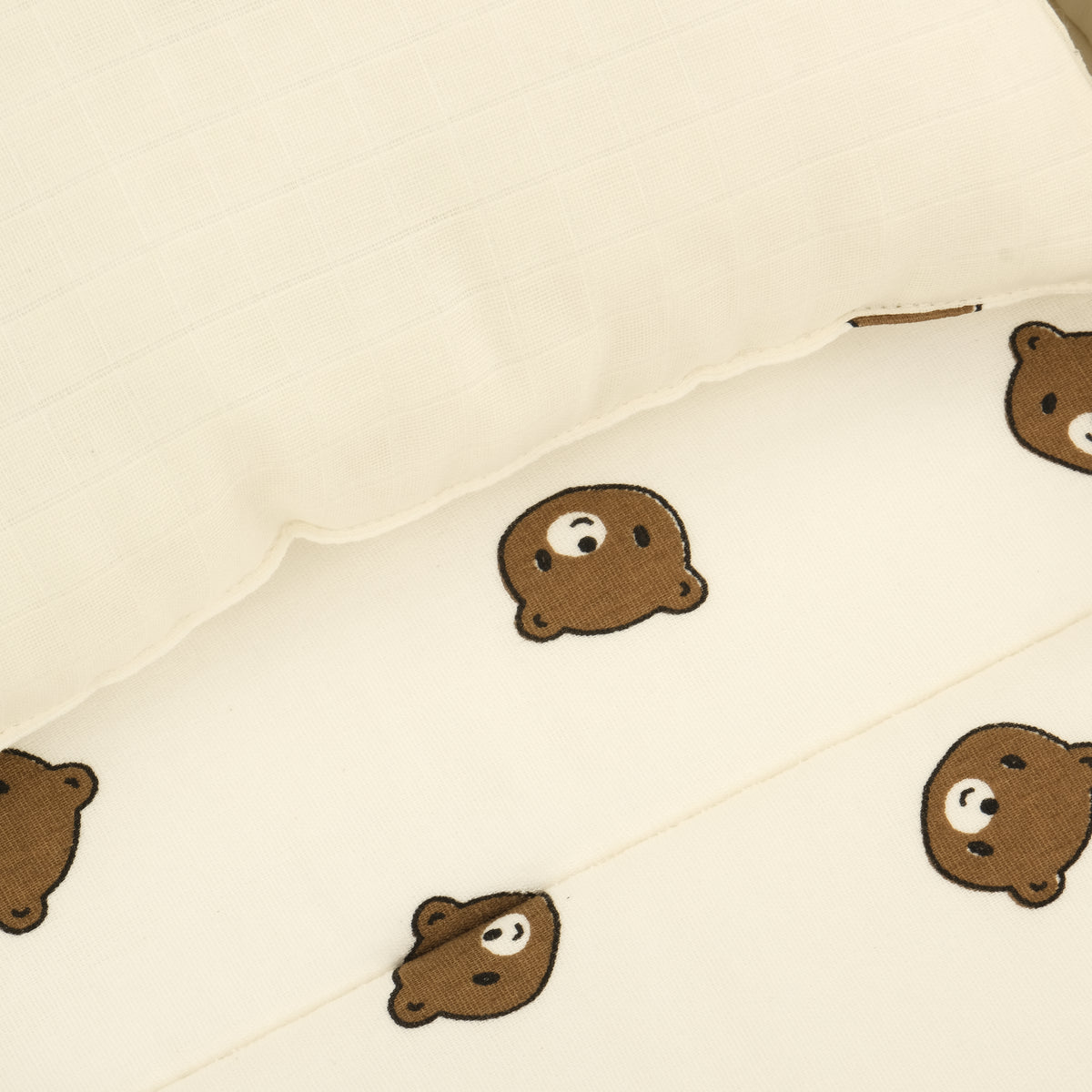 Babynest ve Yastık - Çift Taraflı - İki Katlı Bear - Krem Muslin