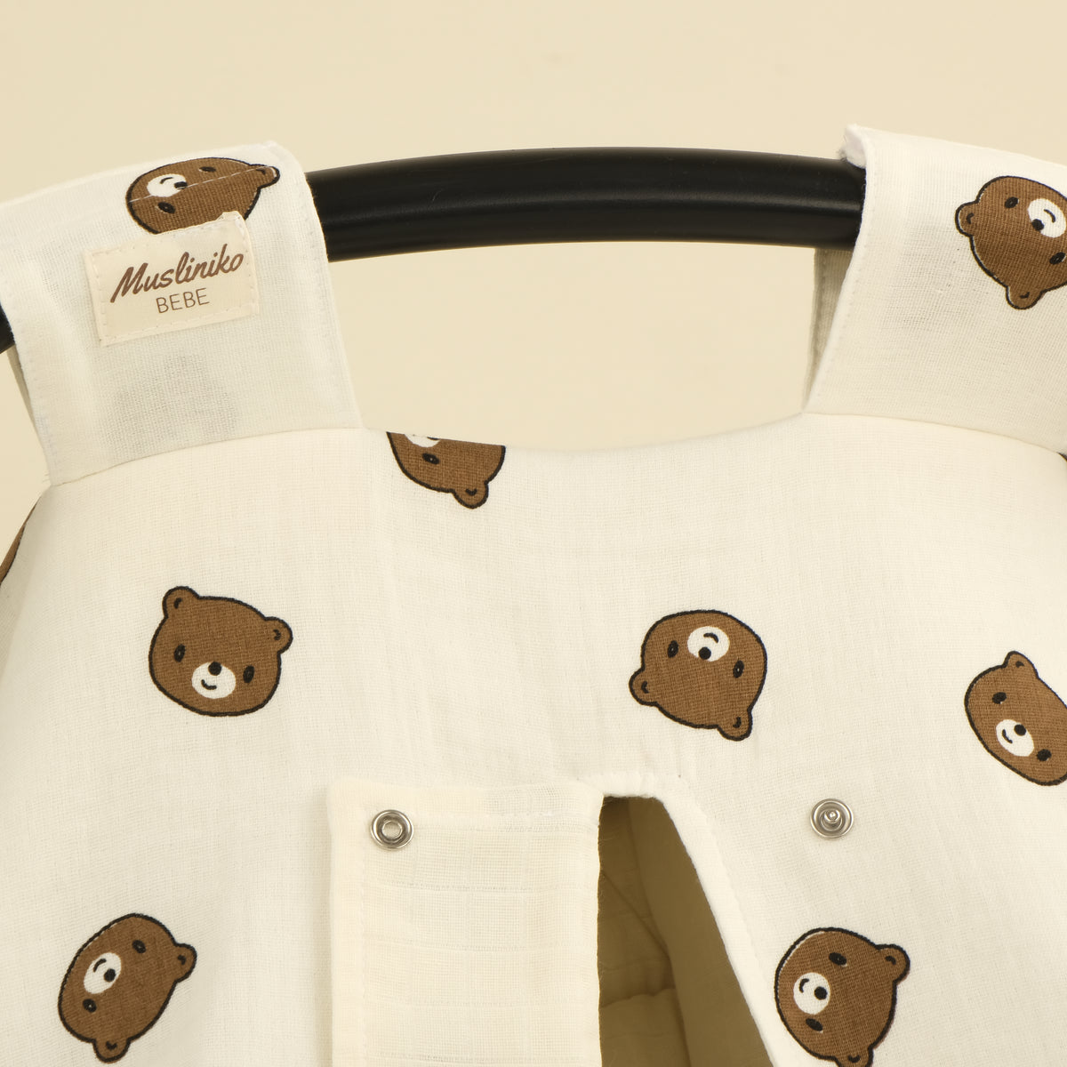 9 Parça Çift Taraflı Muslin Setler - İki Katlı Bear - Krem Muslin
