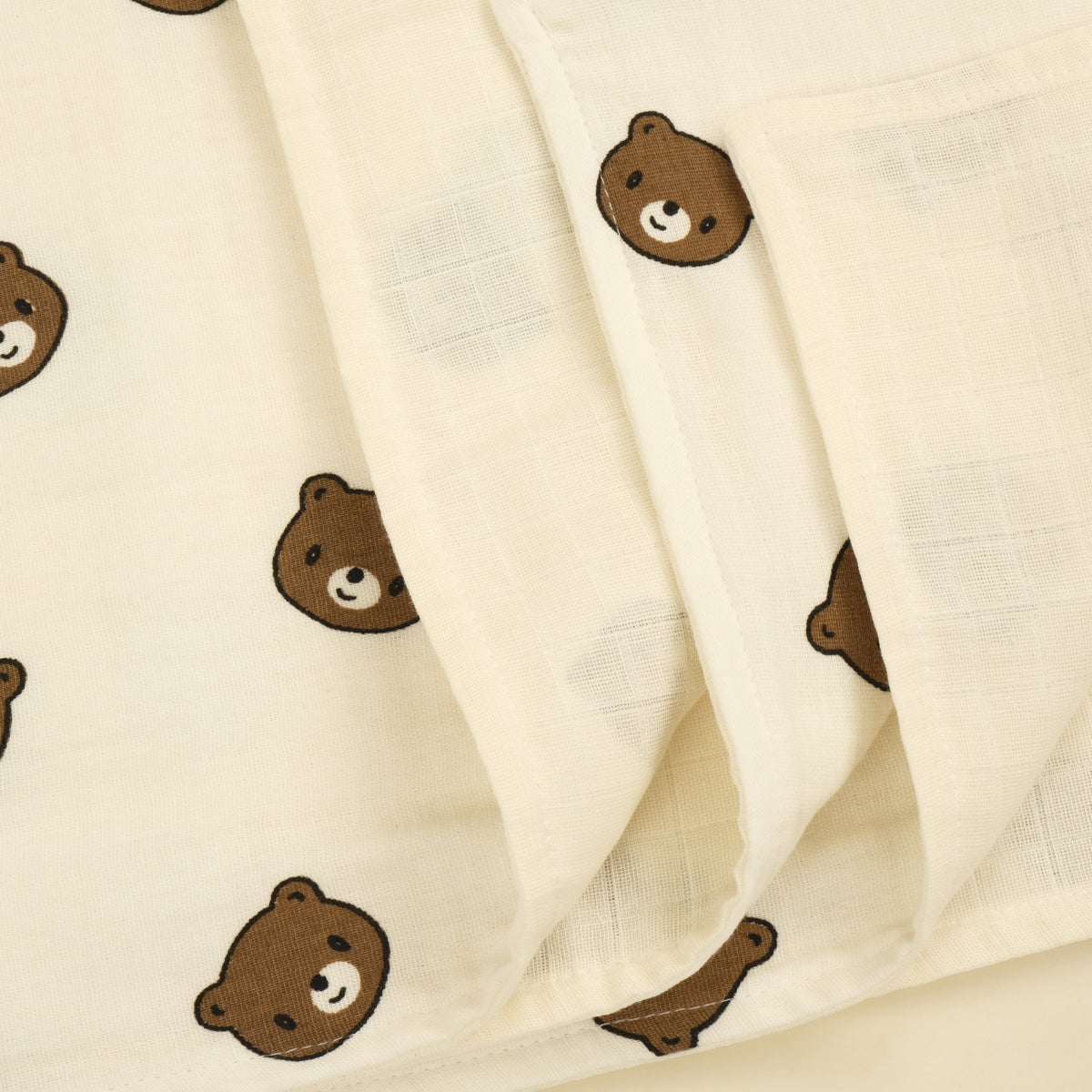 4 Parça İki Katlı Avantajlı Set - İki Katlı Bear - Krem Muslin