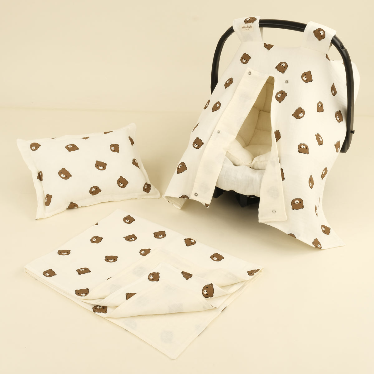 5 Parça İki Katlı Avantajlı Set - İki Katlı Bear - Krem Muslin