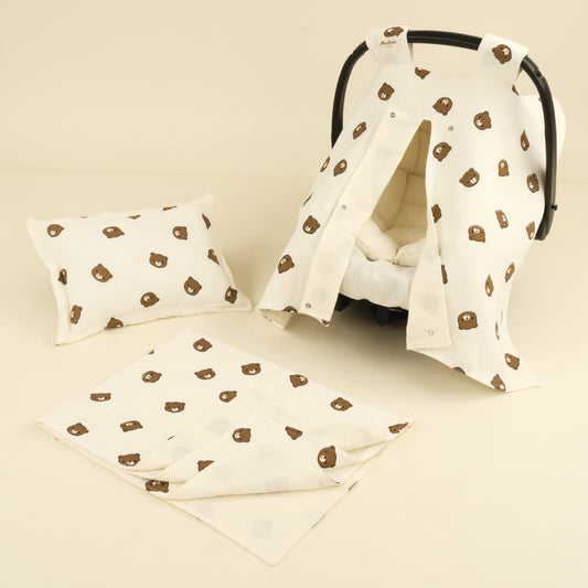 5 Parça İki Katlı Avantajlı Set - İki Katlı Bear - Krem Muslin