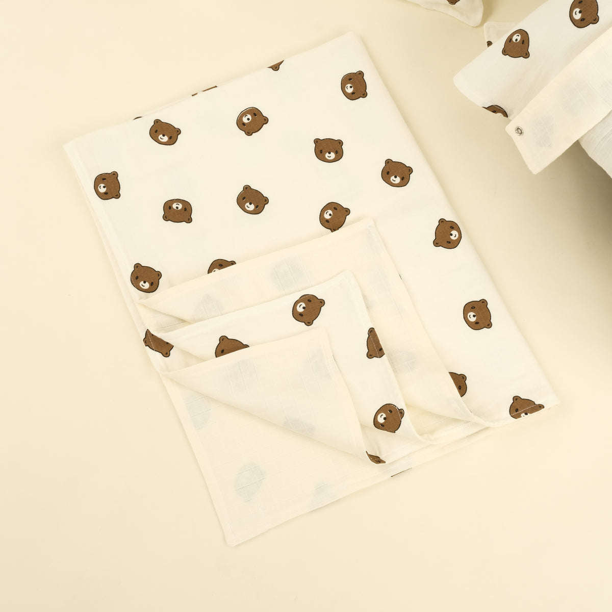 5 Parça İki Katlı Avantajlı Set - İki Katlı Bear - Krem Muslin