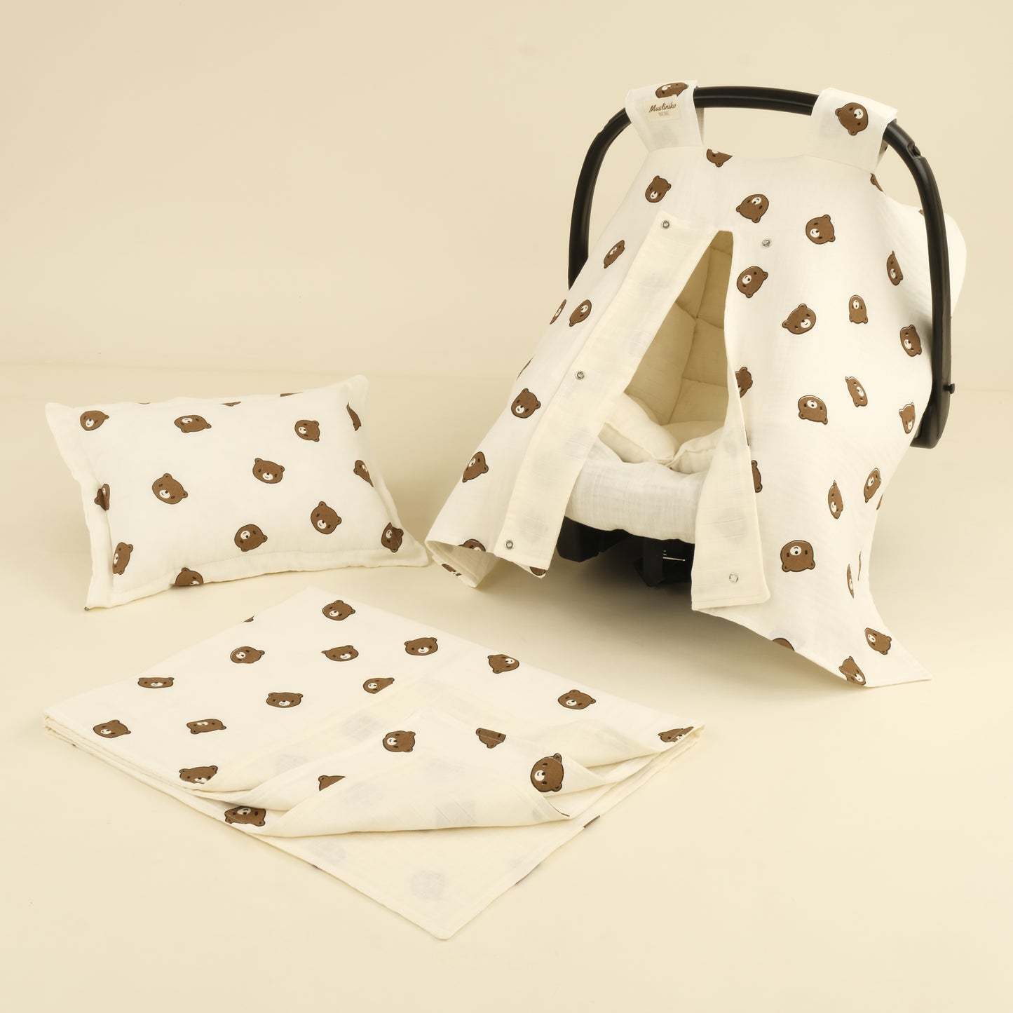 5 Parça İki Katlı Avantajlı Set - İki Katlı Bear - Krem Muslin