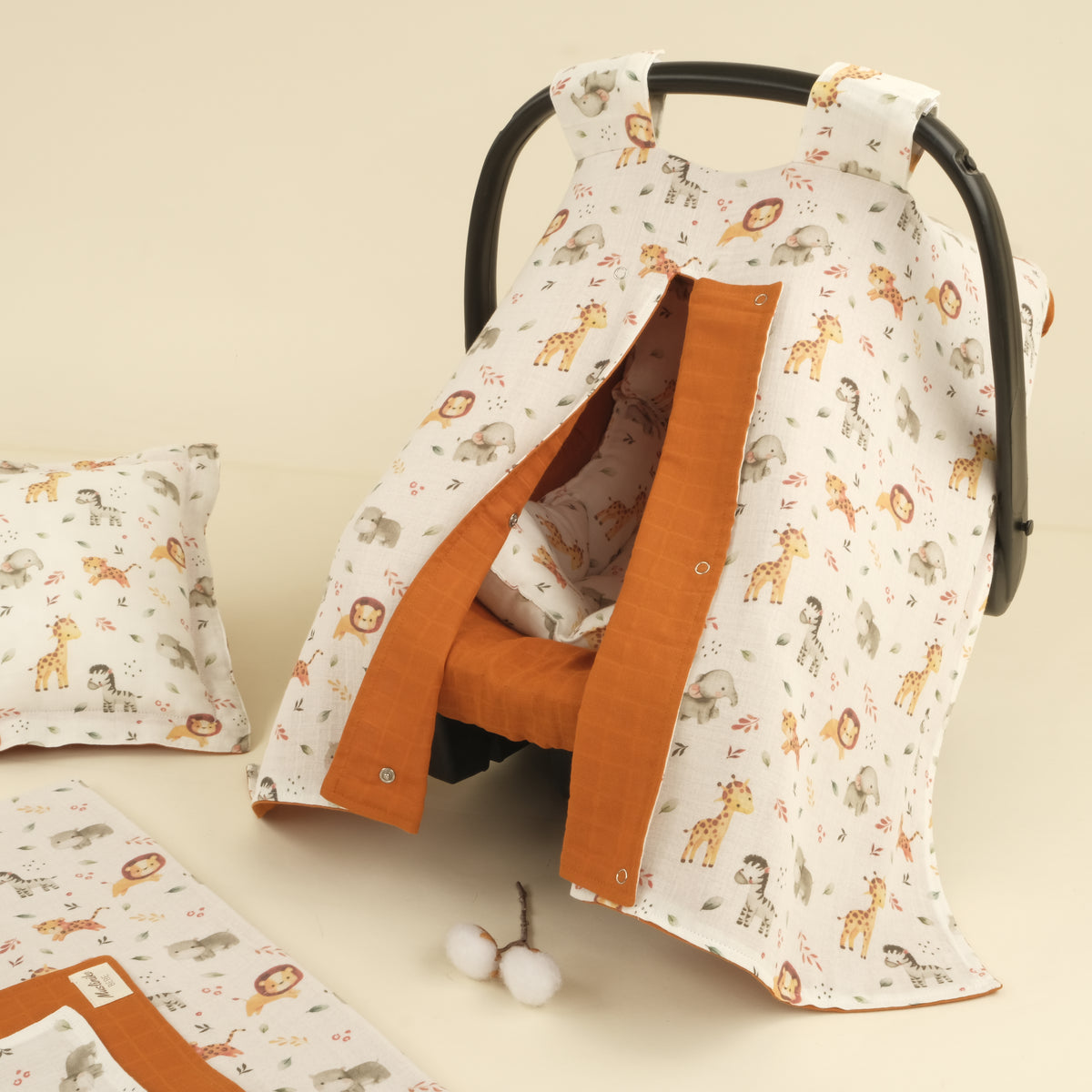 5 Parça İki Katlı Avantajlı Set - İki Katlı Safari - Kiremit Muslin
