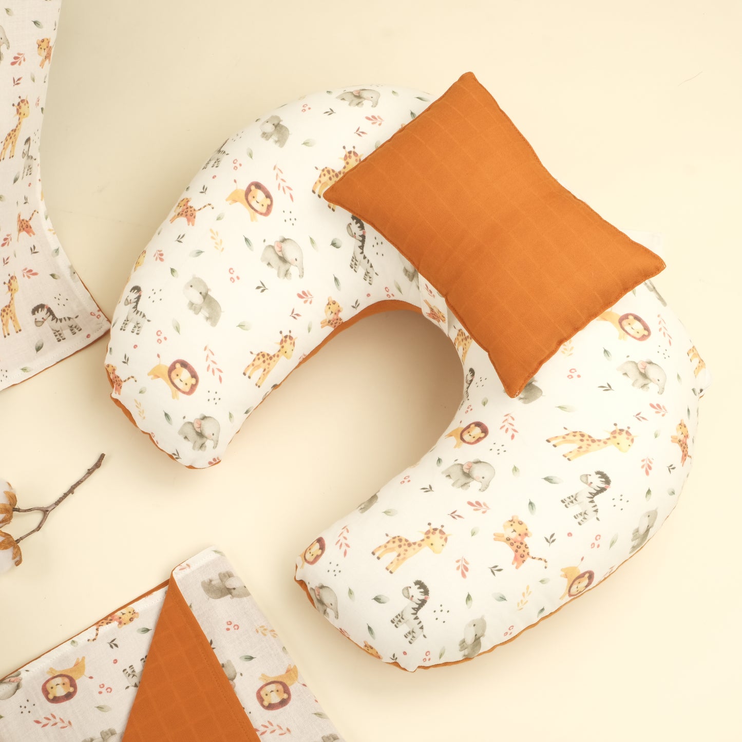 9 Parça Çift Taraflı Muslin Setler - İki Katlı Safari - Kiremit Muslin