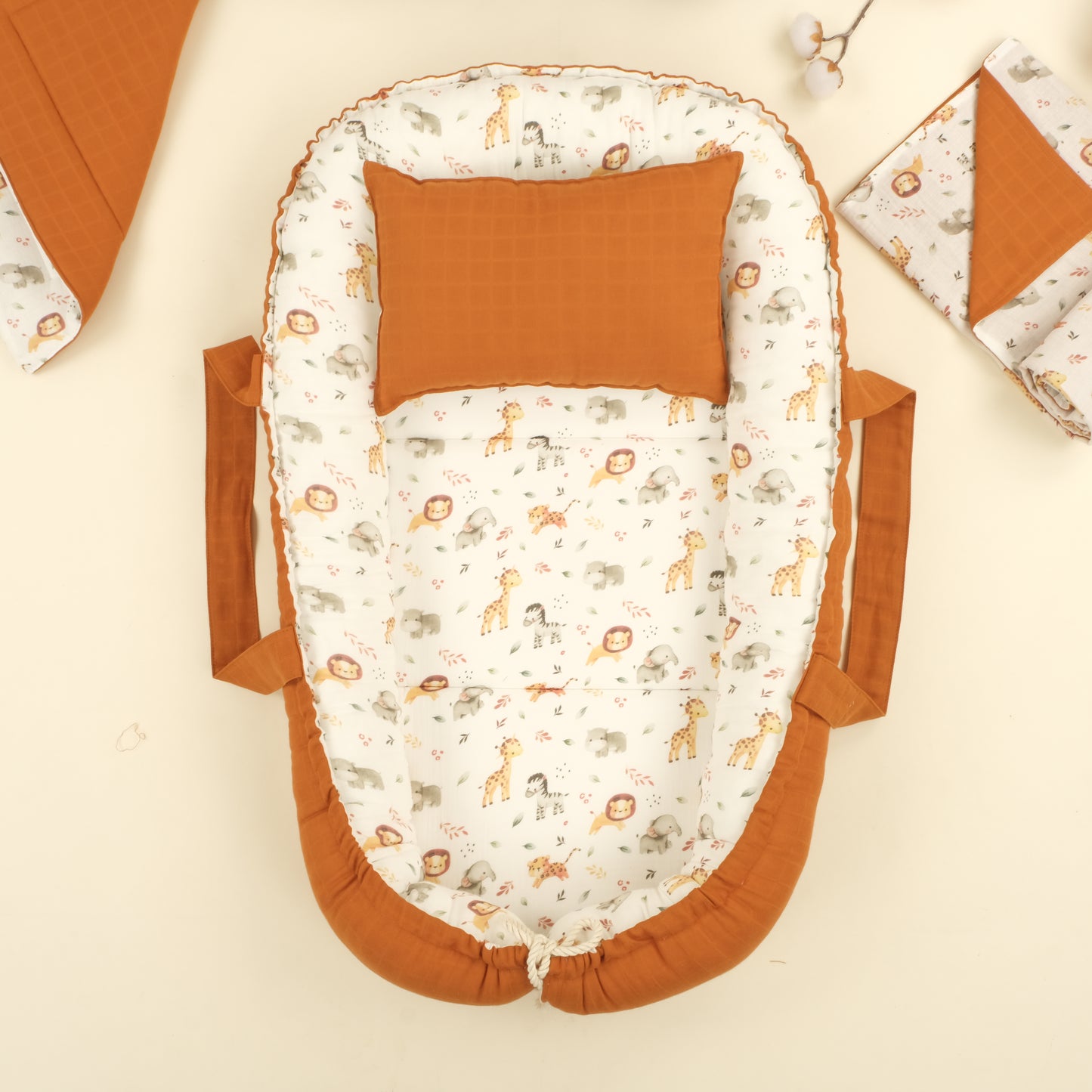 9 Parça Çift Taraflı Muslin Setler - İki Katlı Safari - Kiremit Muslin