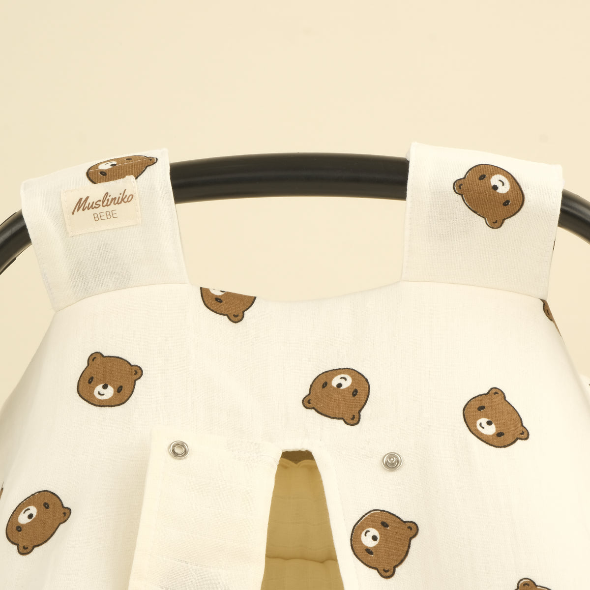 3'lü Puset Seti - Çift Taraflı - İki Katlı Bear - Krem Muslin