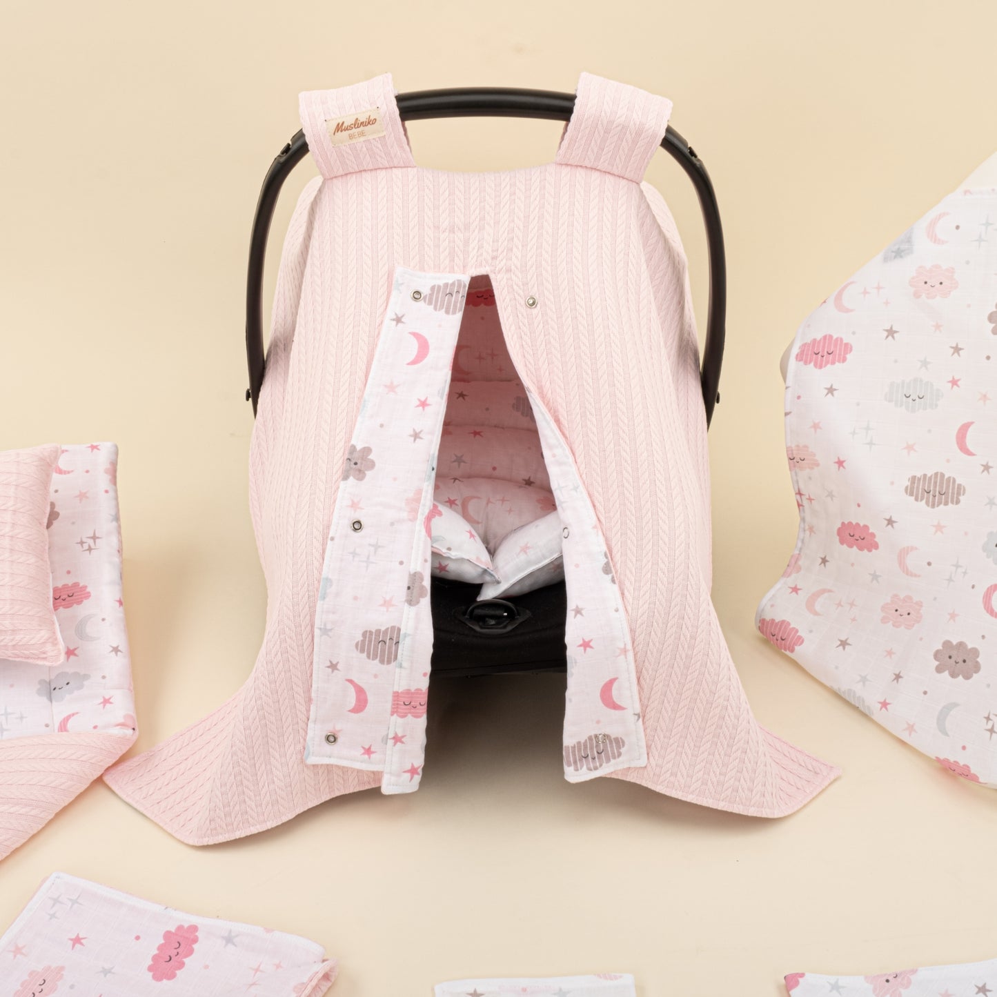 11 Parça Avantajlı Set - Çift Taraflı - Şeker Pembe Örgü - Pembe Bulut