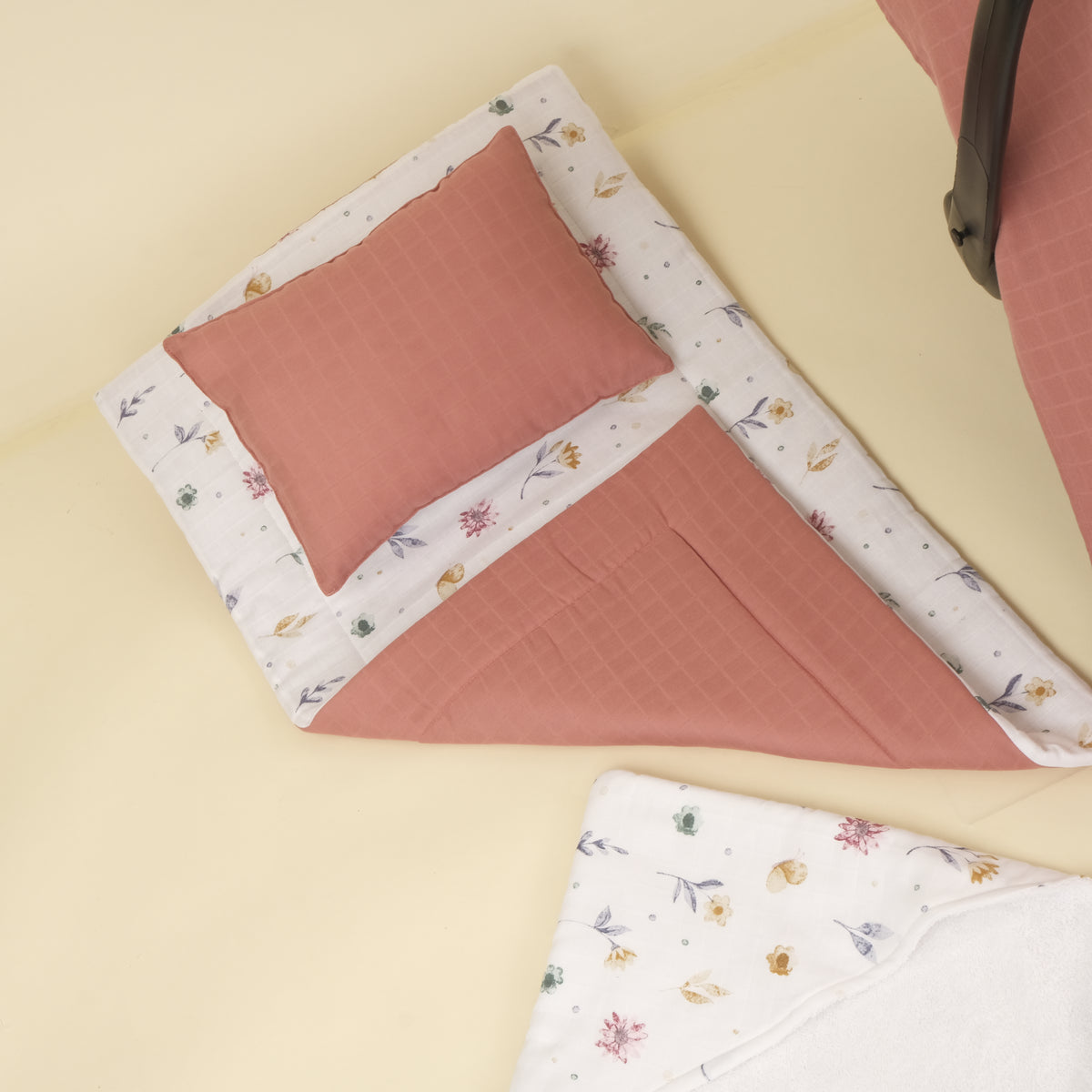 18 Parça Full Set - Çift Taraflı - Filizler - Gül Kurusu Muslin