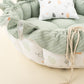 Yuvarlak Babynest ve Yastık - Çift Taraflı - Mint Örgü - Kuş