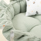Yuvarlak Babynest ve Yastık - Çift Taraflı - Mint Örgü - Kuş