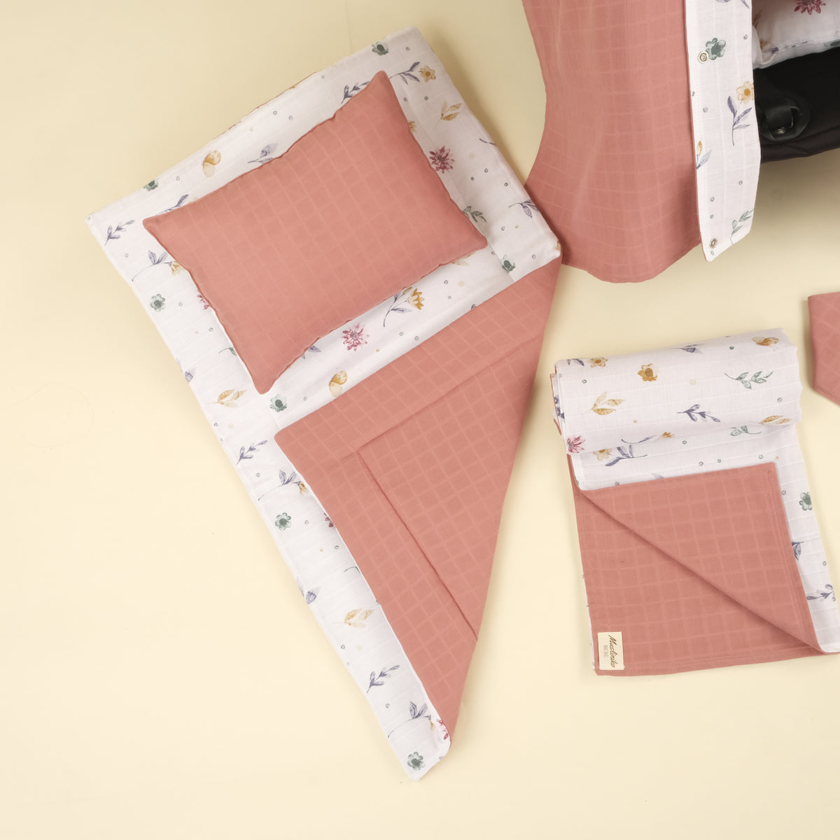 11 Parça Avantajlı Set - Çift Taraflı - Filizler - Gül Kurusu Muslin