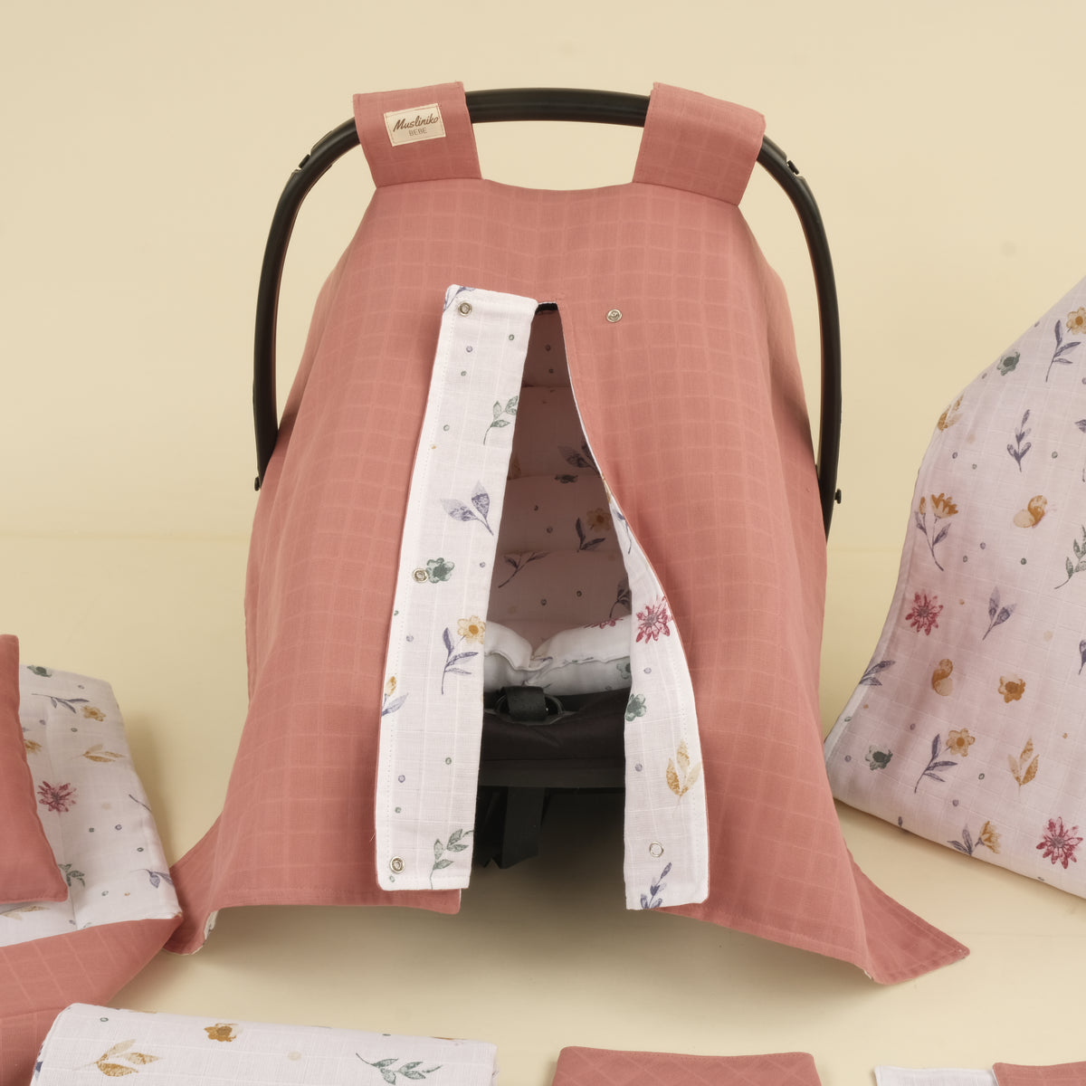 11 Parça Avantajlı Set - Çift Taraflı - Filizler - Gül Kurusu Muslin