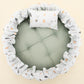 Yuvarlak Babynest ve Yastık - Çift Taraflı - Mint Örgü - Kuş
