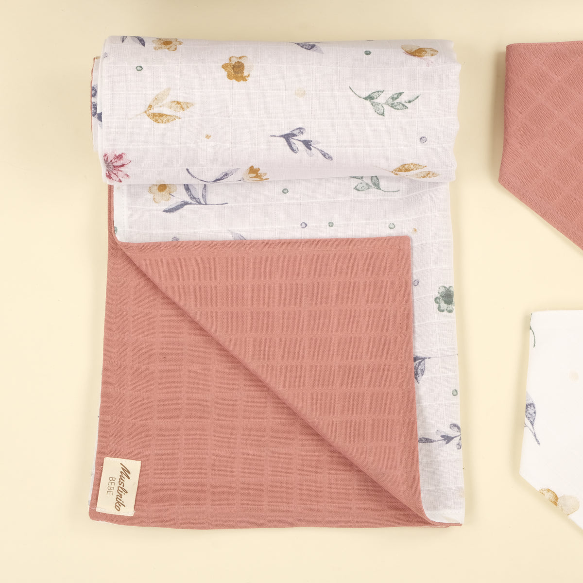 9 Parça Avantajlı Set - Çift Taraflı - Filizler - Gül Kurusu Muslin