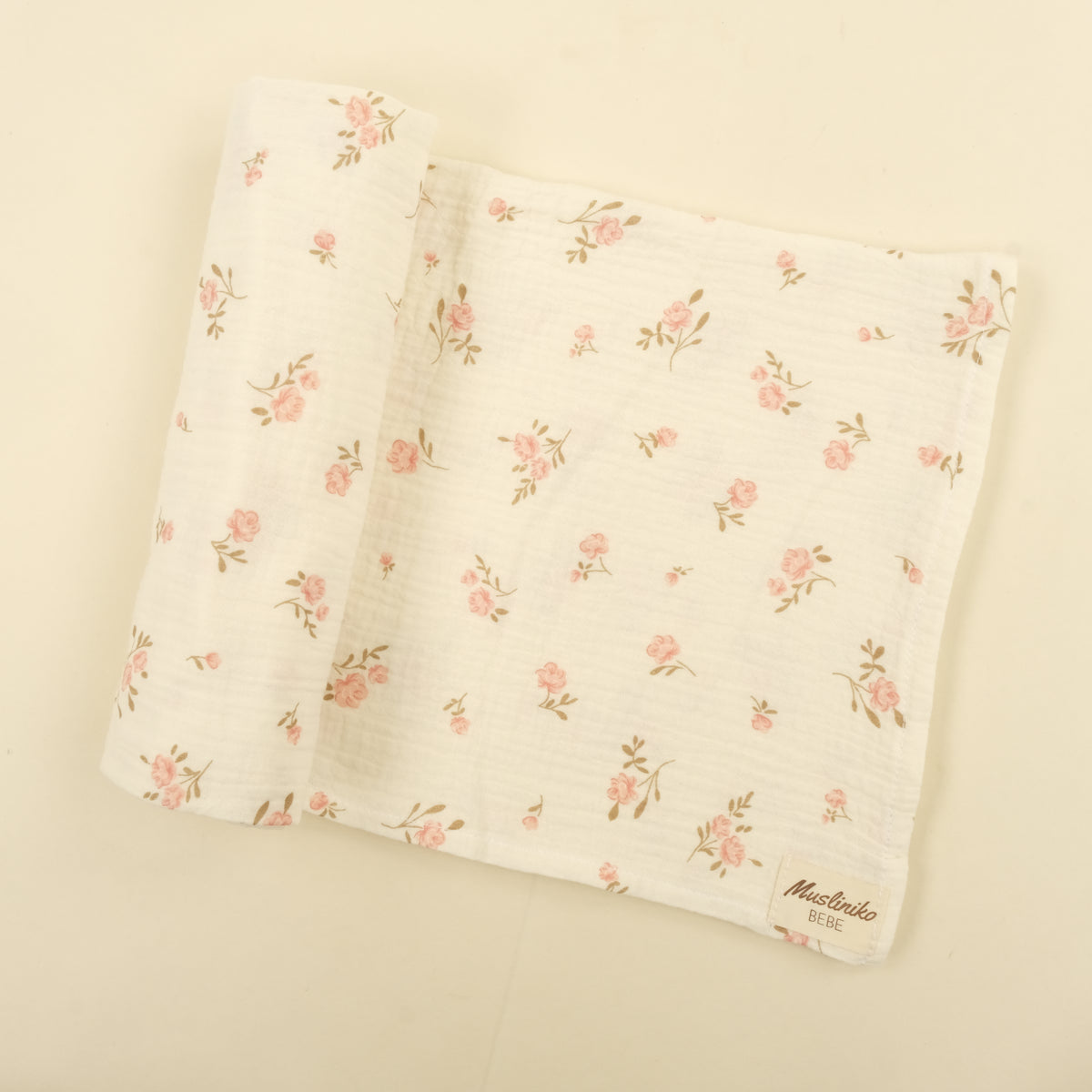 3'lü Set - İki Katlı Müslin Örtü - Bebe Pembe - Soft Çiçekler - Mint