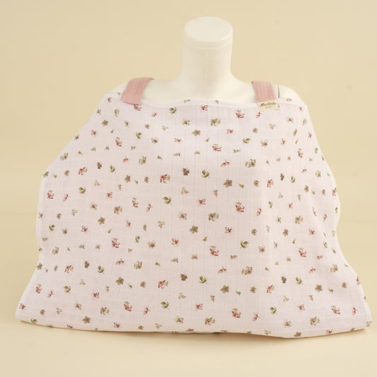 4 Katlı Muslin Emzirme Önlüğü - Çiçekler - 4 Katlı Pudra Muslin