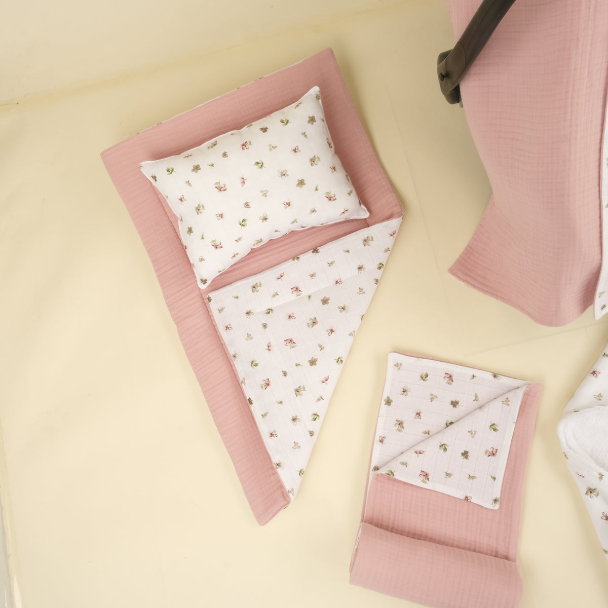 14 Parça Avantajlı Set - Çift Taraflı - Çiçekler - 4 Katlı Pudra Muslin