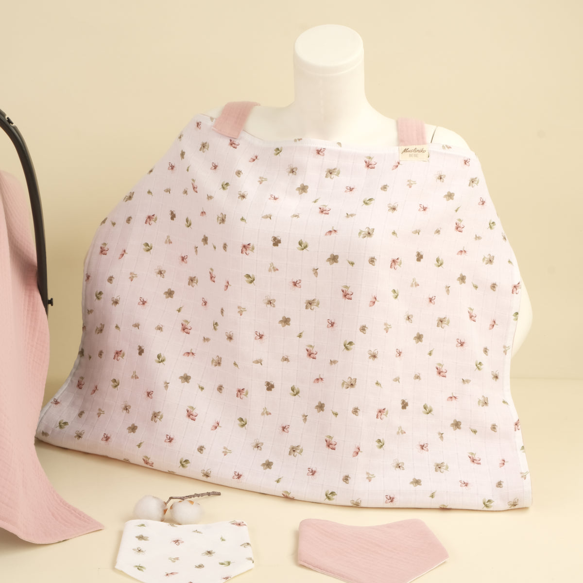 11 Parça Avantajlı Set - Çift Taraflı - Çiçekler - 4 Katlı Pudra Muslin