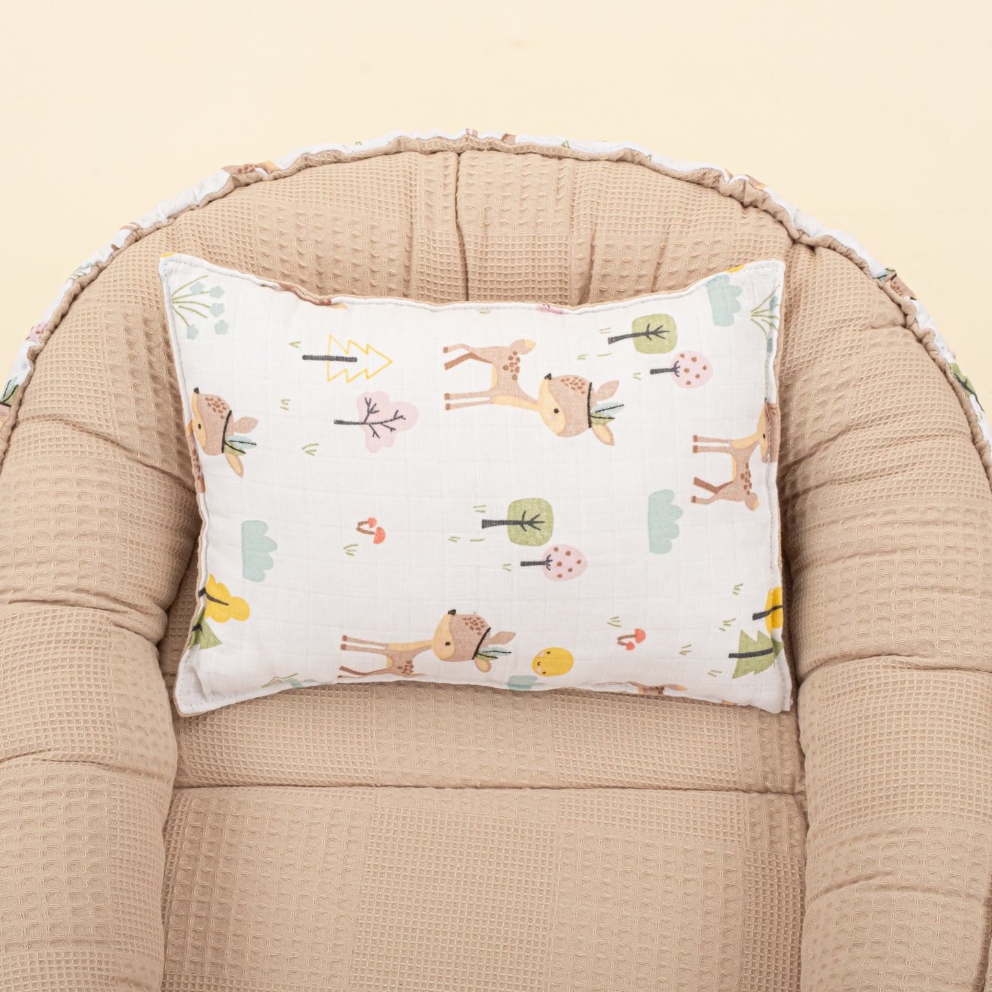 Babynest ve Yastık - Çift Taraflı - Bej Waffle - Ceylan