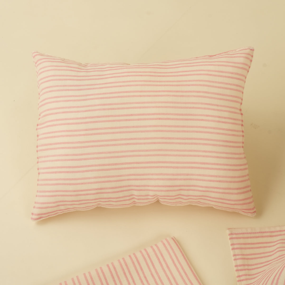 5 Parça İki Katlı Avantajlı Set - Pembe Çizgili - Krem Muslin