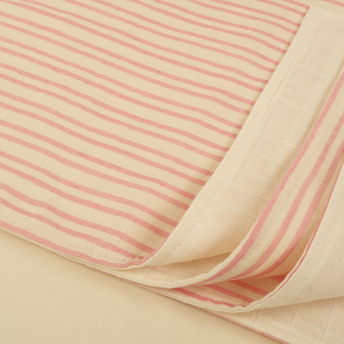 4 Parça İki Katlı Avantajlı Set - Pembe Çizgili - Krem Muslin