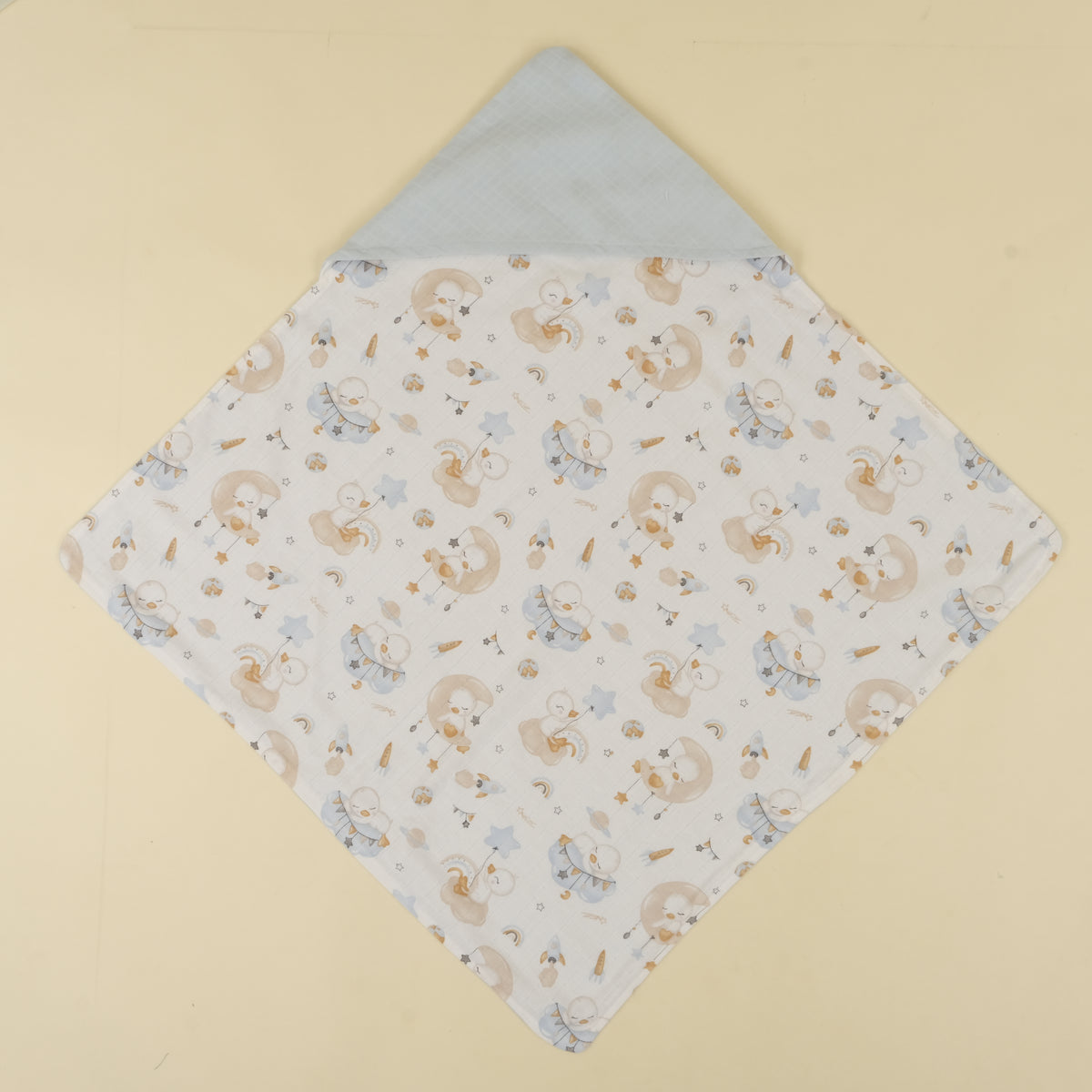 Muslin Kundak - İki Katlı Muslin Bebe mavi - Uykucu Ördek