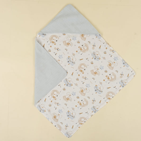 Muslin Kundak - İki Katlı Muslin Bebe mavi - Uykucu Ördek