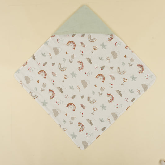 Muslin Kundak - İki Katlı Mint - Kahverengi Gökkuşağı