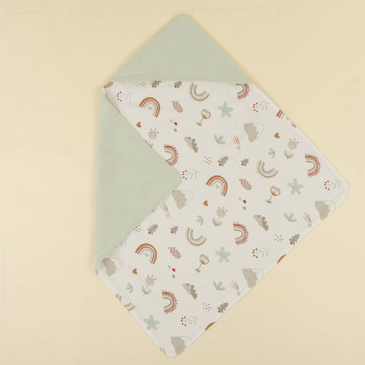 Muslin Kundak - İki Katlı Mint - Kahverengi Gökkuşağı
