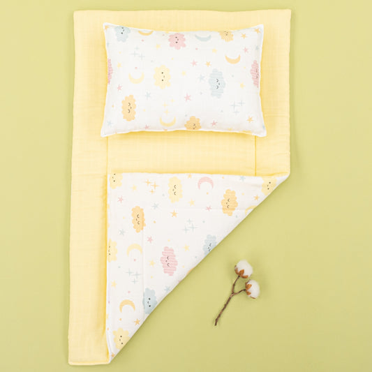 Alt Açma Matı - Çift Taraflı - Sarı Muslin - Sarı Bulut