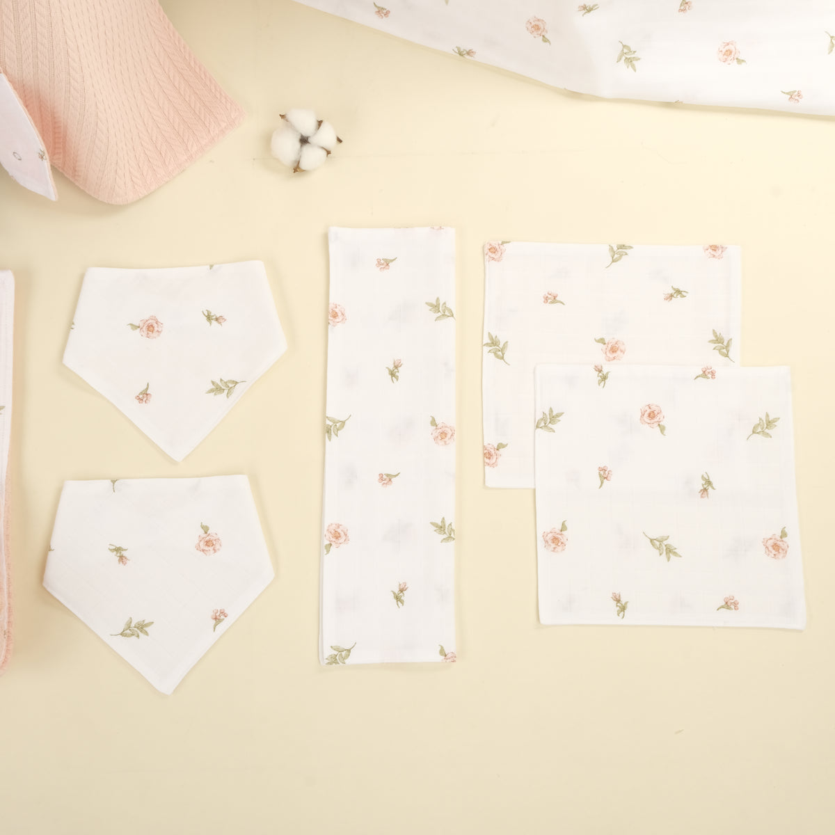 9 Parça Set - Çift Taraflı - Somon Örgü - Rose