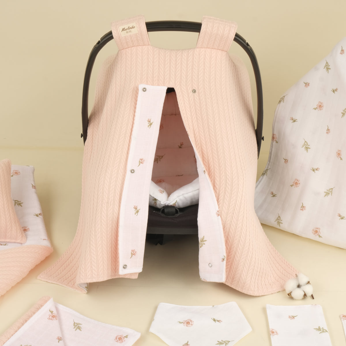 11 Parça Set - Çift Taraflı - Somon Örgü - Rose