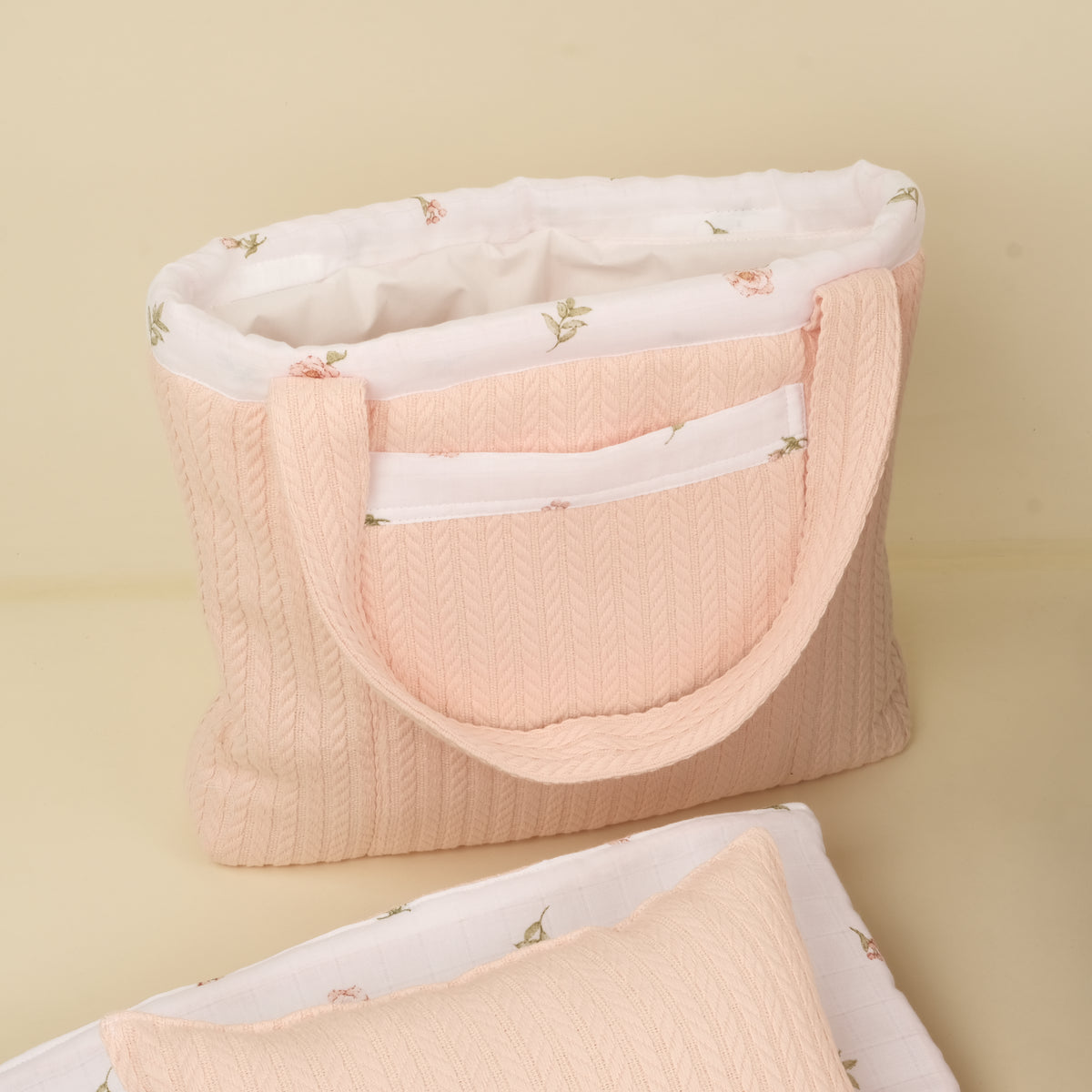 14 Parça Set - Çift Taraflı - Somon Örgü - Rose