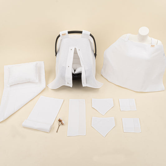 11 Parça Avantajlı Set - Tek Katlı - Beyaz Muslin