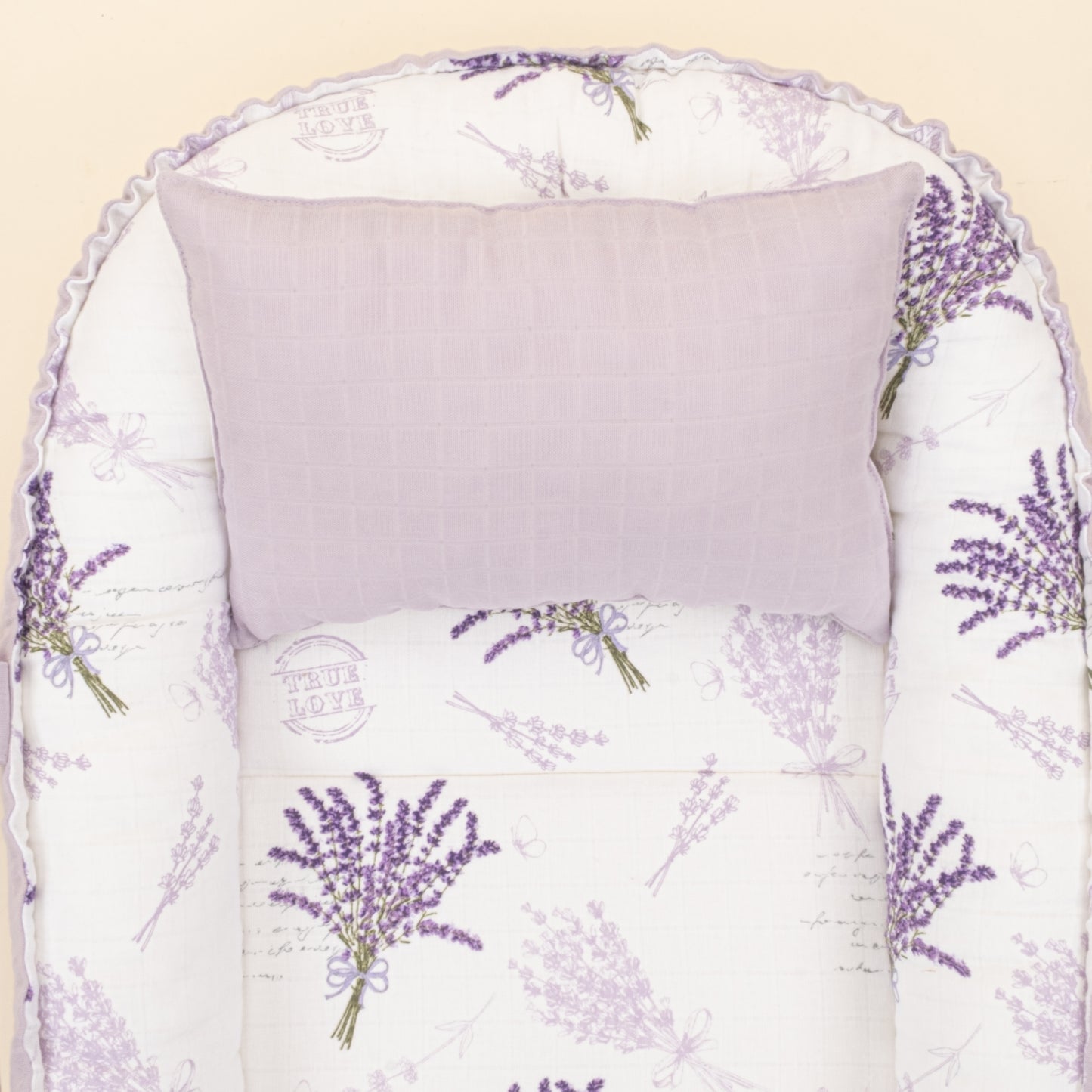 Babynest ve Yastık - Çift Taraflı - Lila Muslin - Lavanta