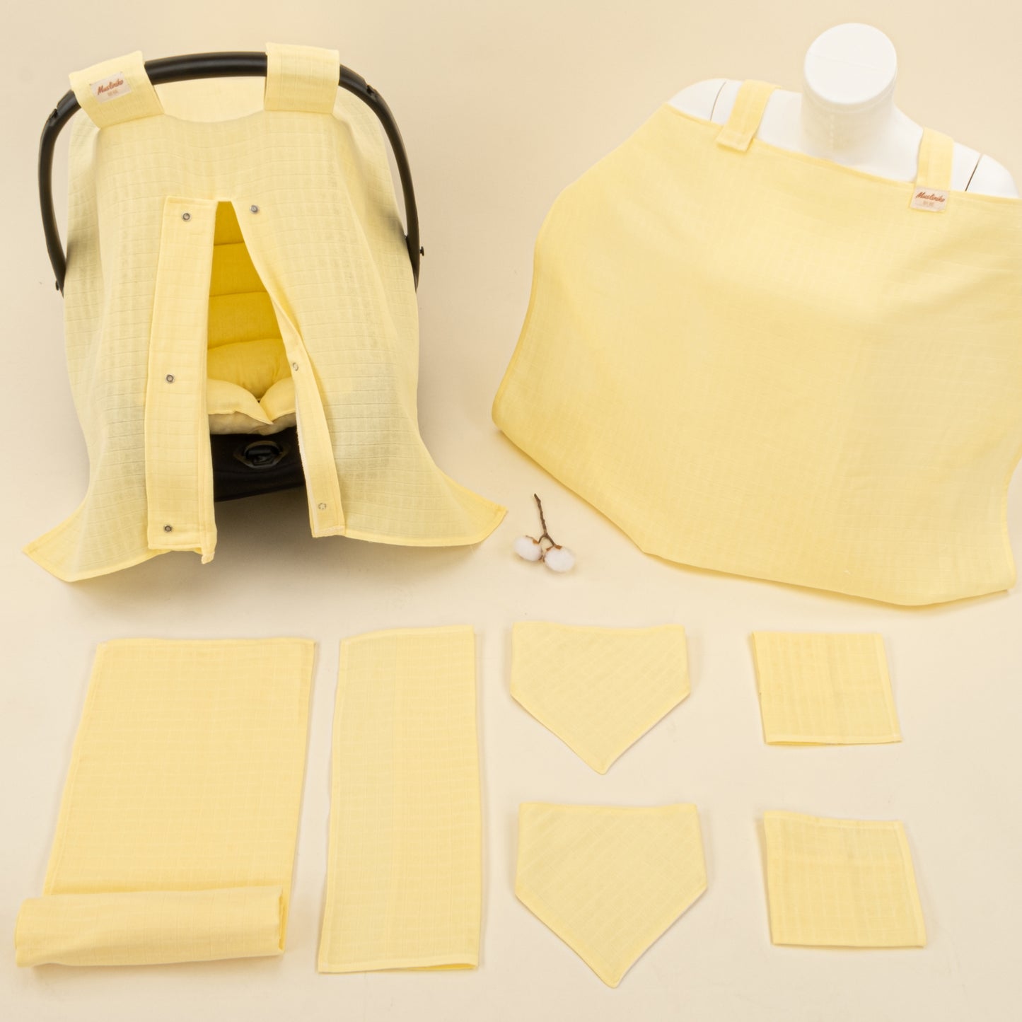 9 Parça Avantajlı Set - Tek Taraflı - Sarı Muslin