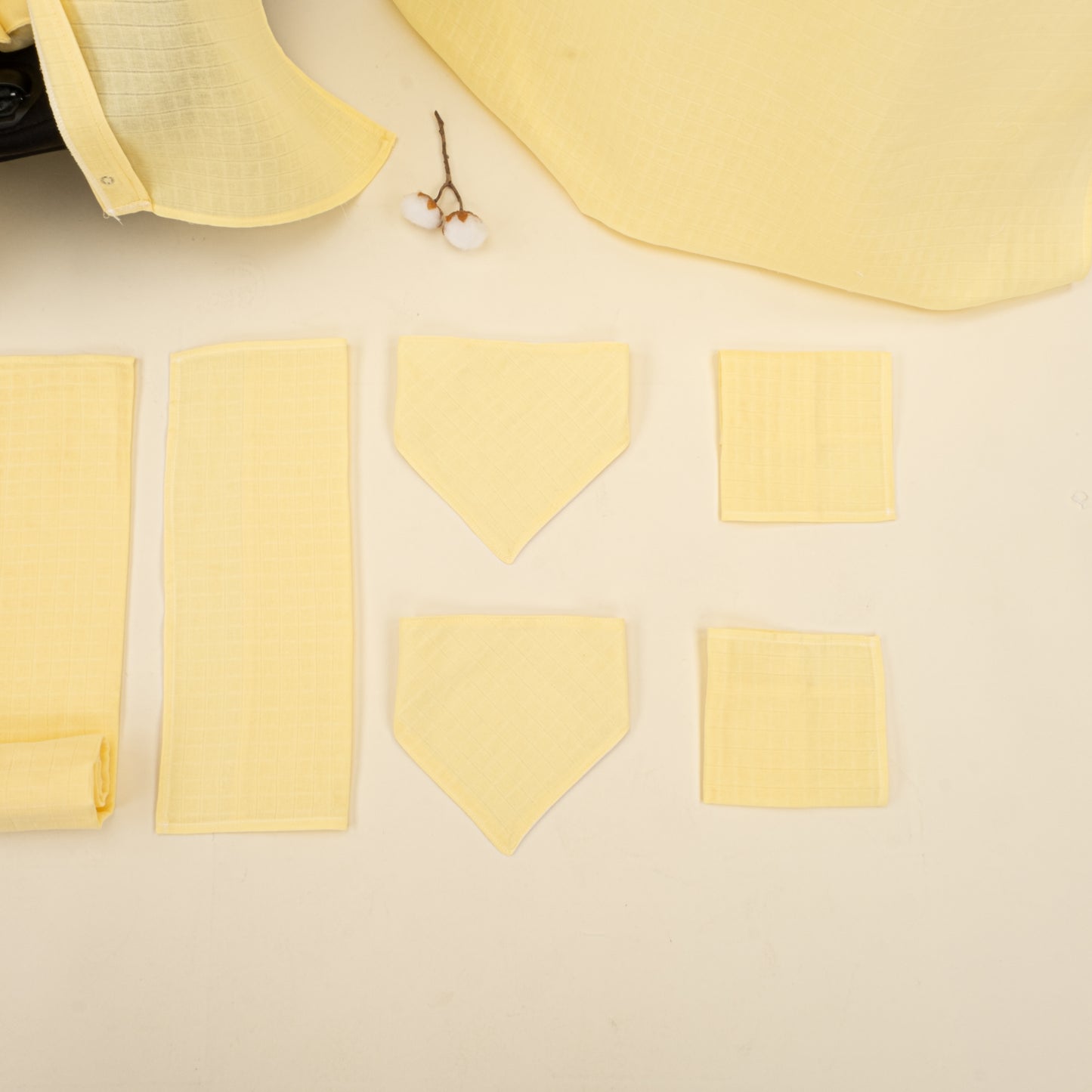 9 Parça Avantajlı Set - Tek Taraflı - Sarı Muslin